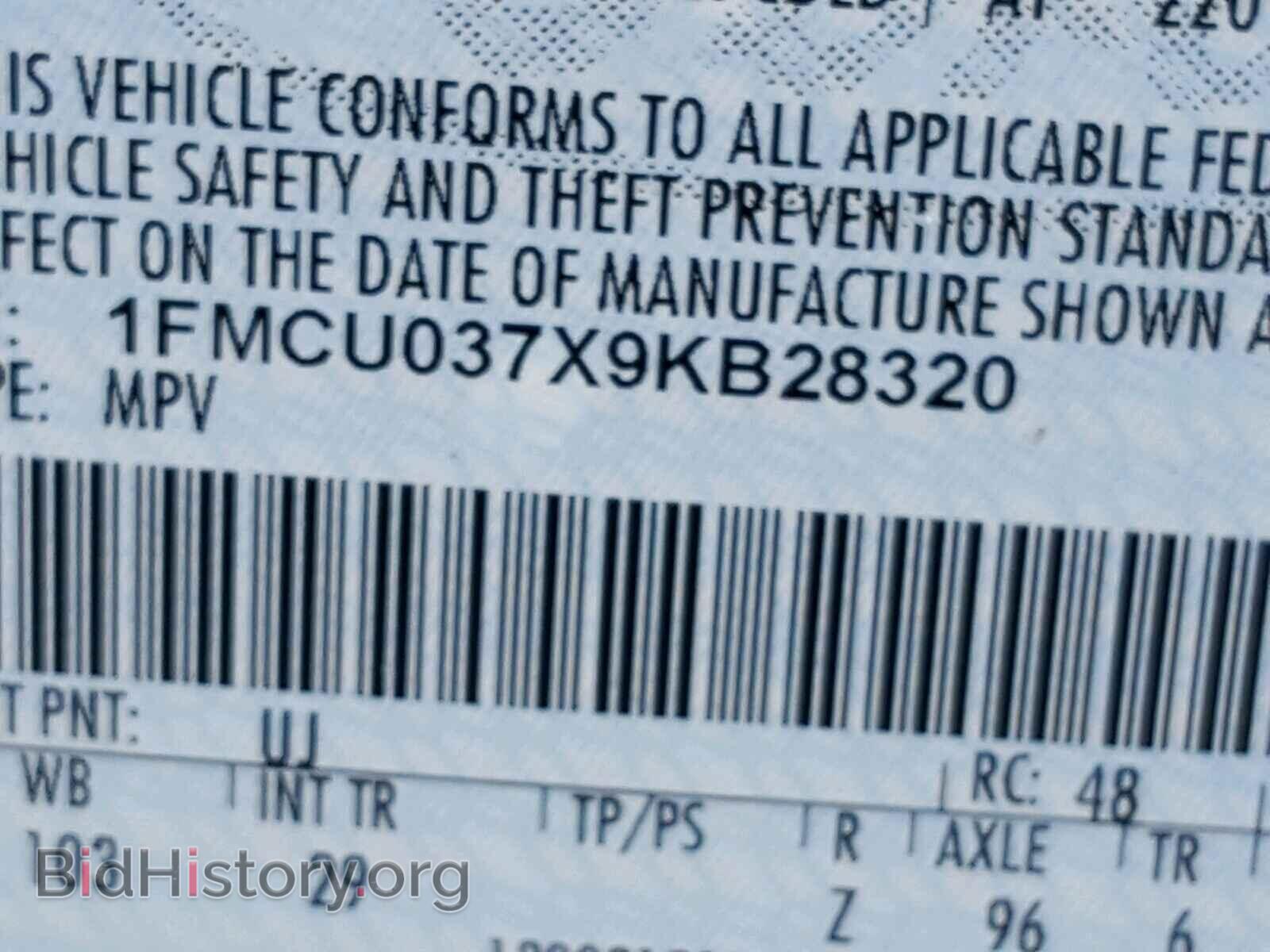2009 FORD ESCAPE - VIN: 1FMCU037X9KB28320 - Фото 10