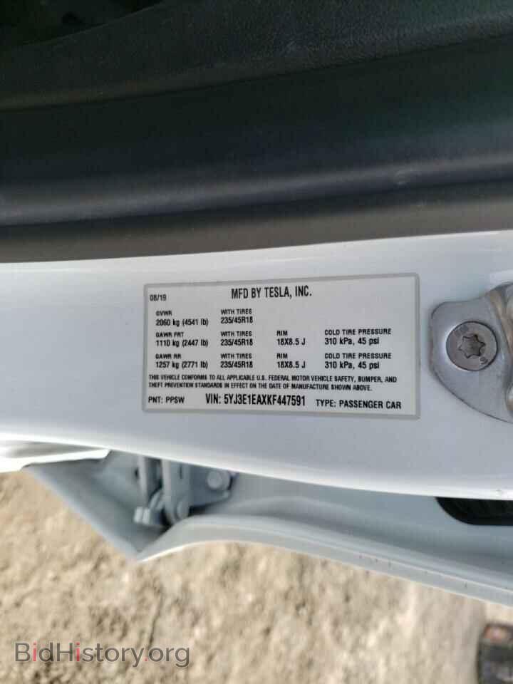 2019 TESLA MODEL 3 - VIN: 5YJ3E1EAXKF447591 - Фото 10