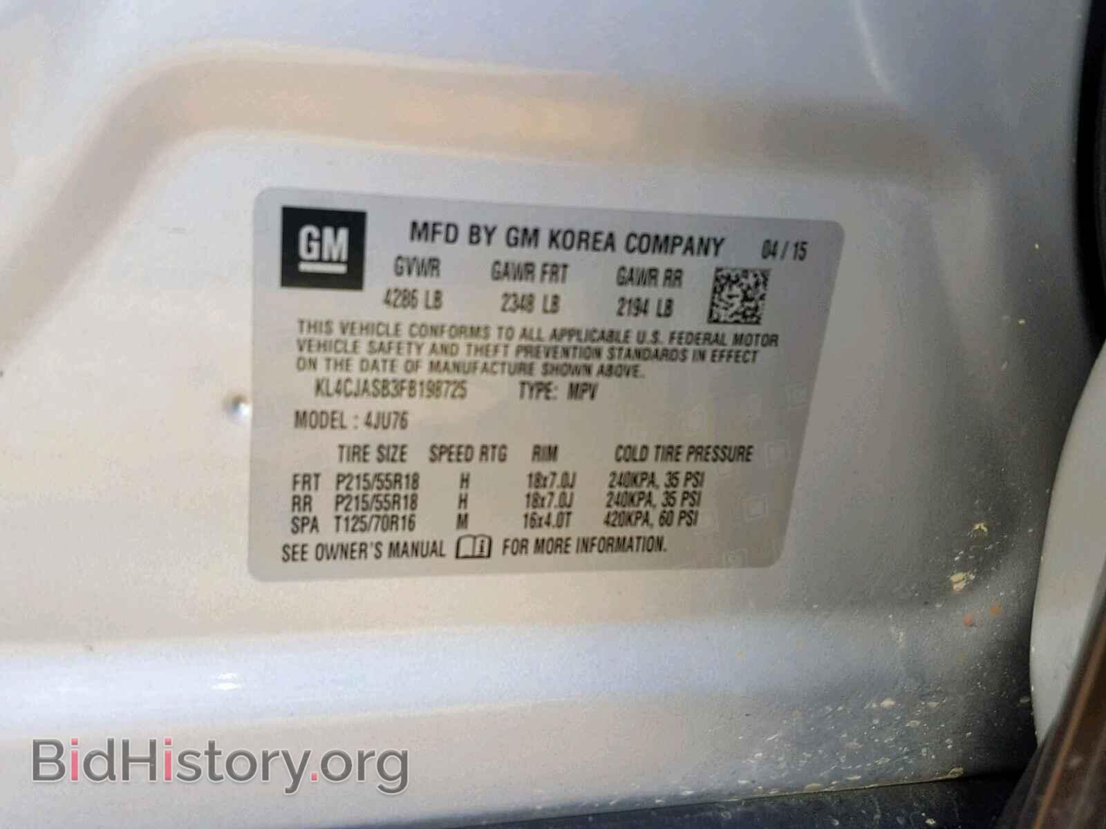 2015 BUICK ENCORE - VIN: KL4CJASB3FB198725 - Фото 10