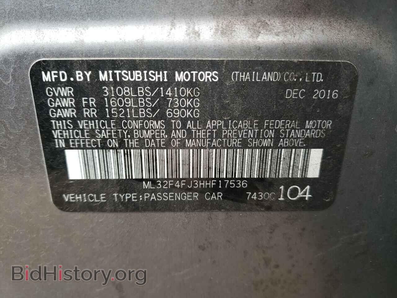 2017 MITSUBISHI MIRAGE - VIN: ML32F4FJ3HHF17536 - Фото 10