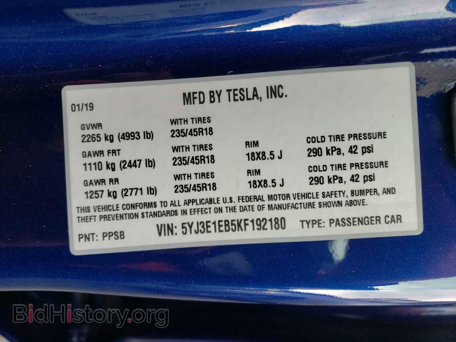 2019 TESLA MODEL 3 - VIN: 5YJ3E1EB5KF192180 - Photo 10