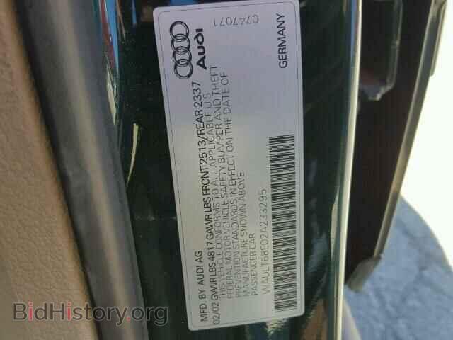 2002 AUDI A4 - VIN: WAULT68E02A233295 - Фото 10