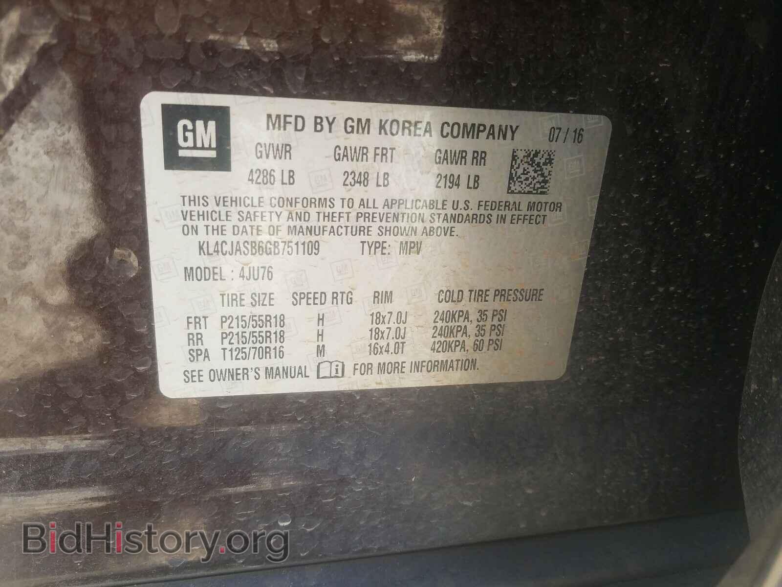2016 BUICK ENCORE - VIN: KL4CJASB6GB751109 - Photo 10