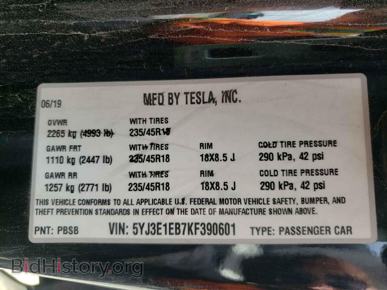 2019 TESLA MODEL 3 - VIN: 5YJ3E1EB7KF390601 - Photo 10