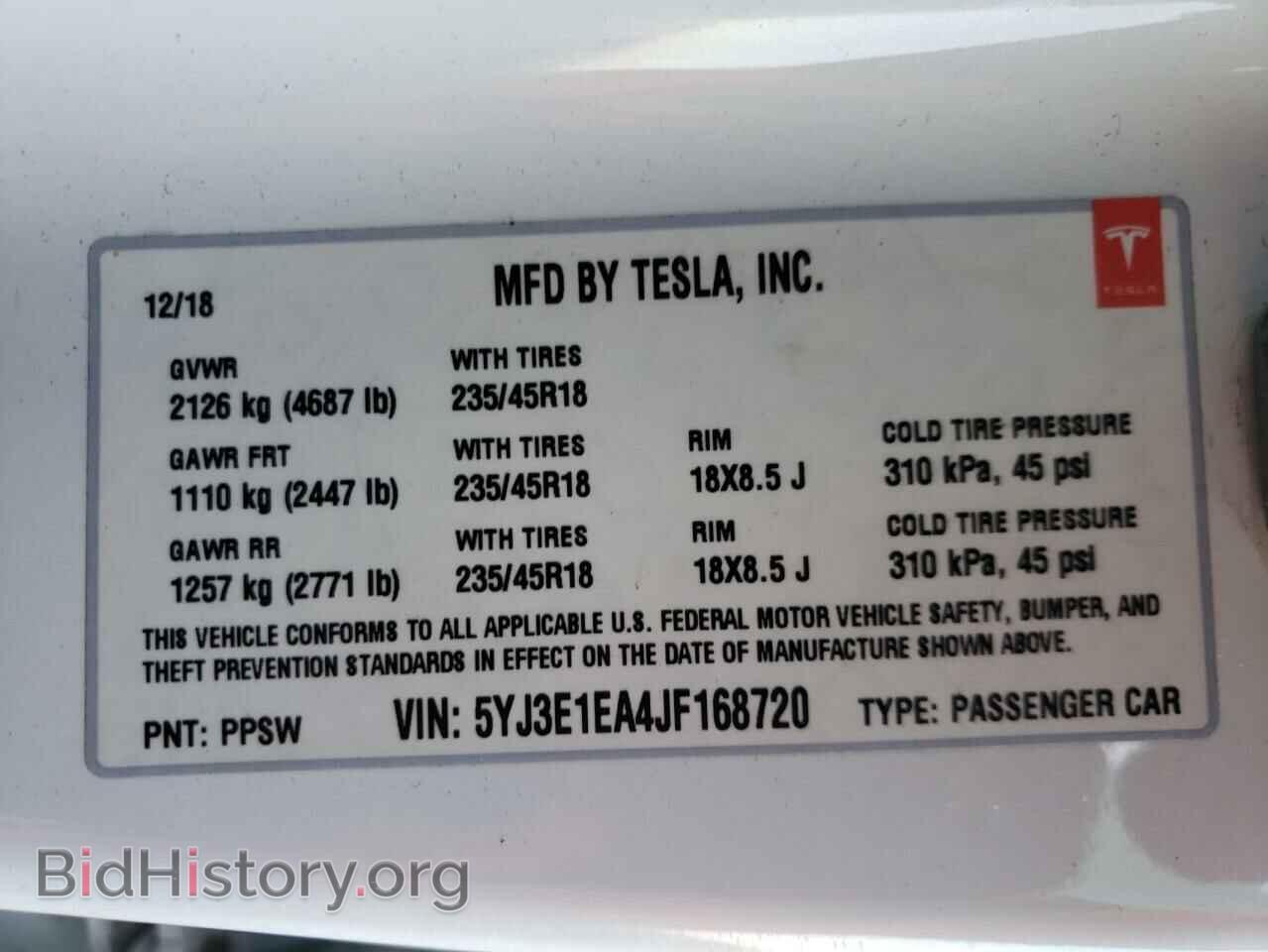 2018 TESLA MODEL 3 - VIN: 5YJ3E1EA4JF168720 - Фото 10
