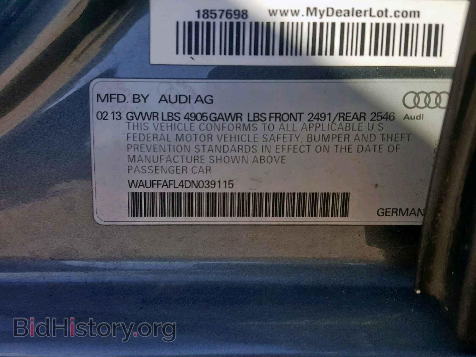 2013 AUDI A4 - VIN: WAUFFAFL4DN039115 - Фото 10