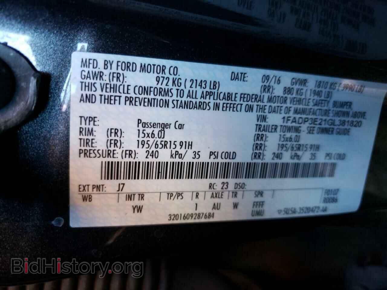 2016 FORD FOCUS - VIN: 1FADP3E21GL381820 - Фото 10