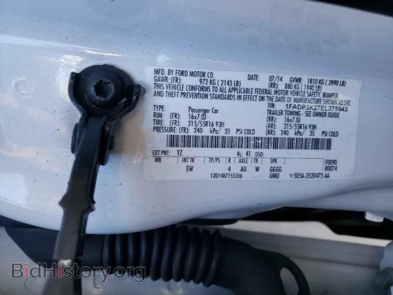2014 FORD FOCUS - VIN: 1FADP3K27EL375943 - Фото 10