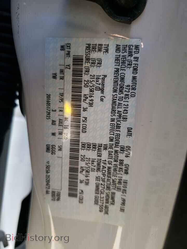 2016 FORD FOCUS - VIN: 1FADP3F27GL337559 - Фото 10