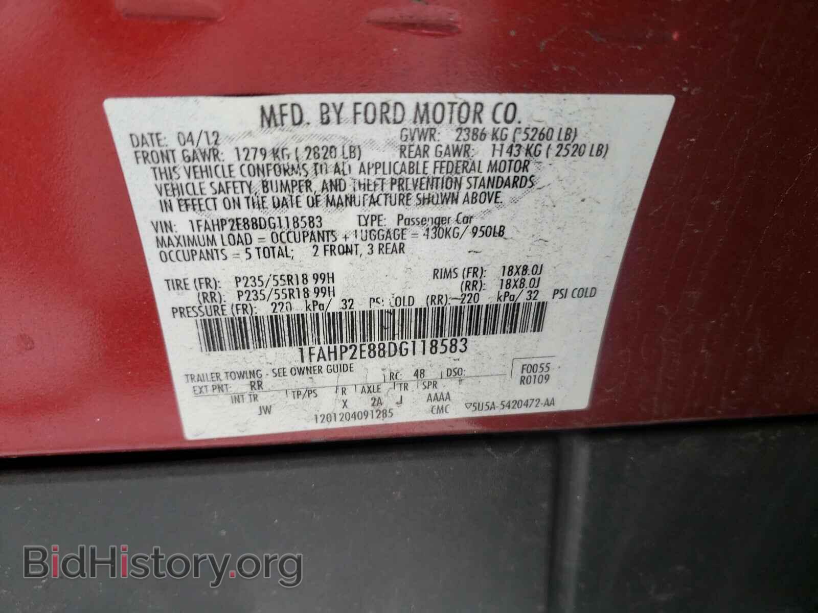 2013 FORD TAURUS - VIN: 1FAHP2E88DG118583 - Фото 10