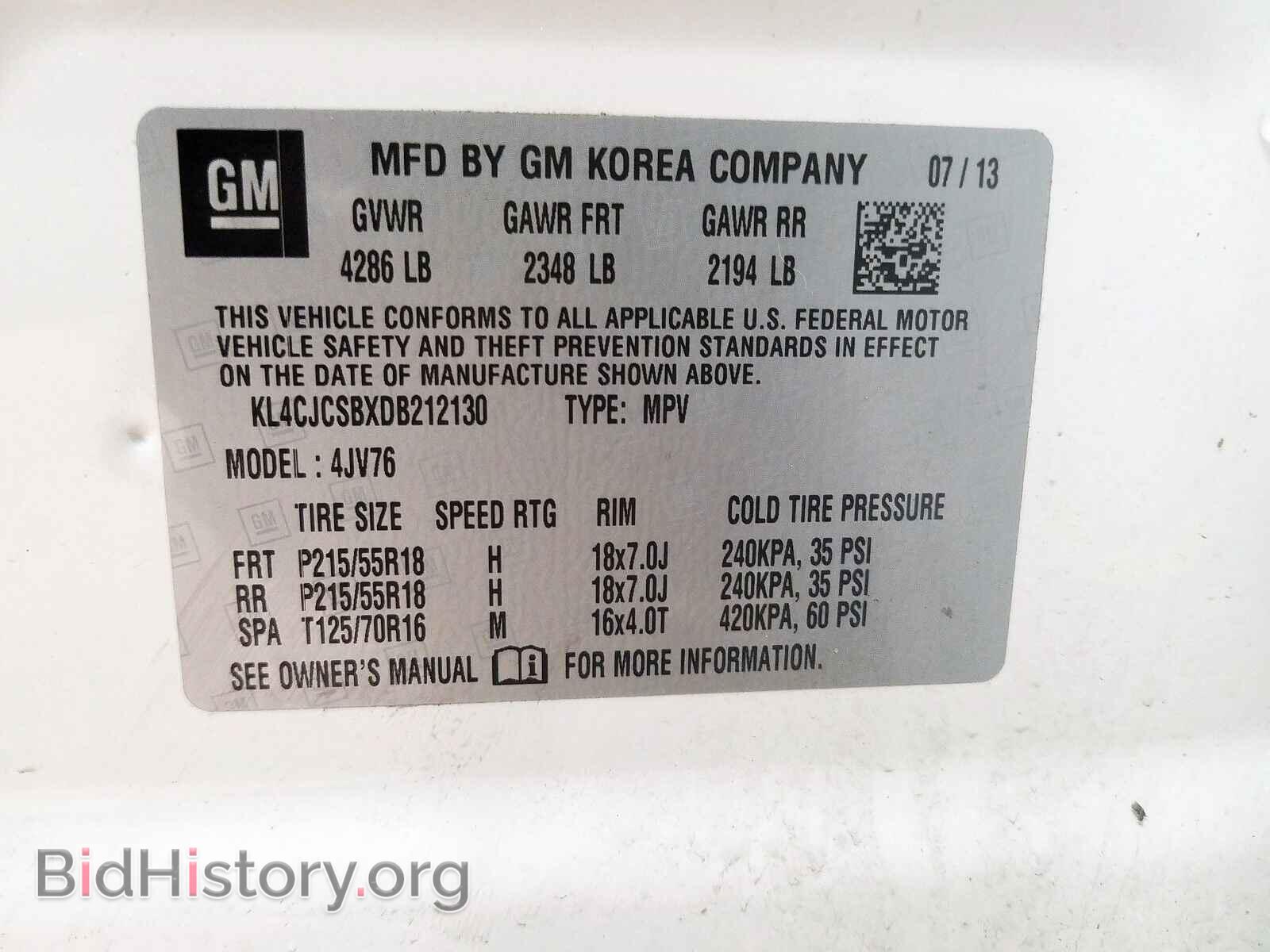 2013 BUICK ENCORE - VIN: KL4CJCSBXDB212130 - Фото 10