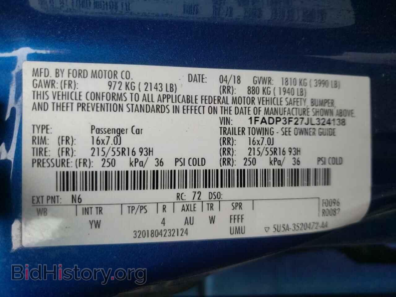 2018 FORD FOCUS - VIN: 1FADP3F27JL324138 - Фото 10