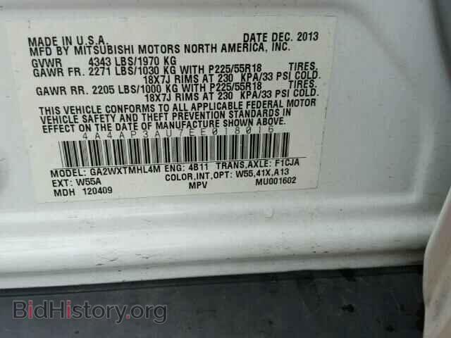 2014 MITSUBISHI OUTLANDER - VIN: 4A4AP3AU7EE018016 - Фото 10