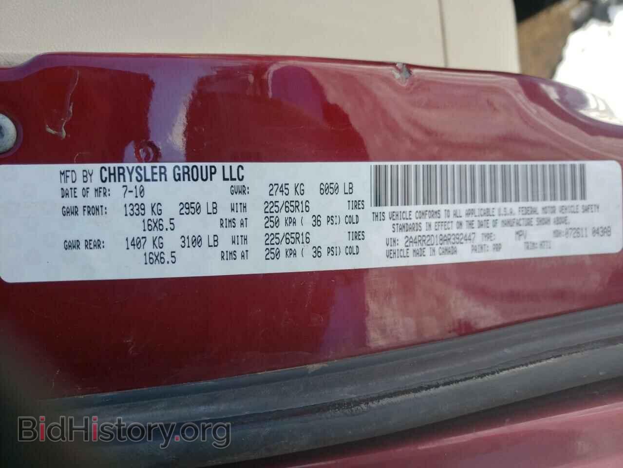 2010 CHRYSLER MINIVAN - VIN: 2A4RR2D18AR392447 - Photo 10