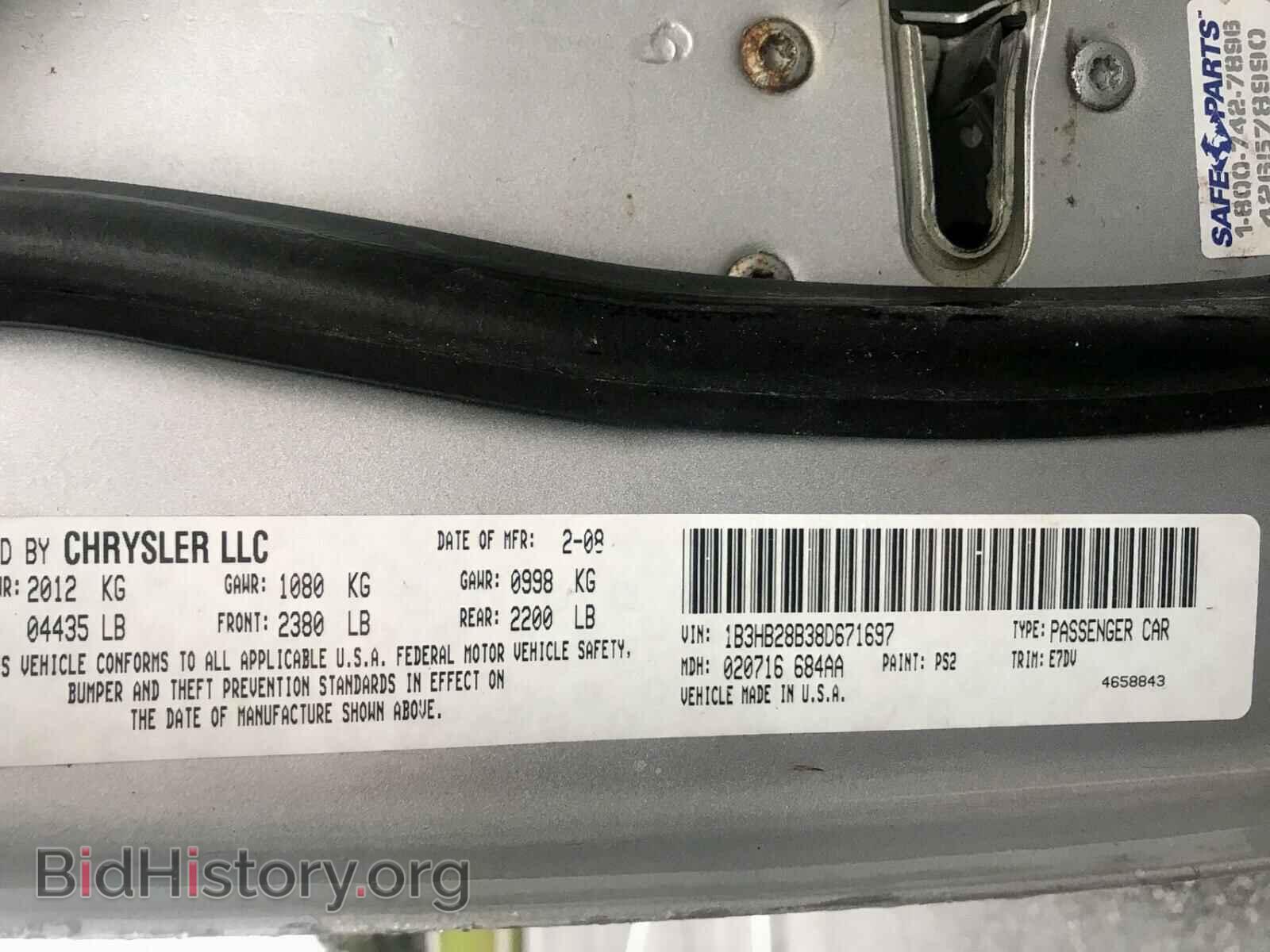 2008 DODGE CALIBER - VIN: 1B3HB28B38D671697 - Photo 10