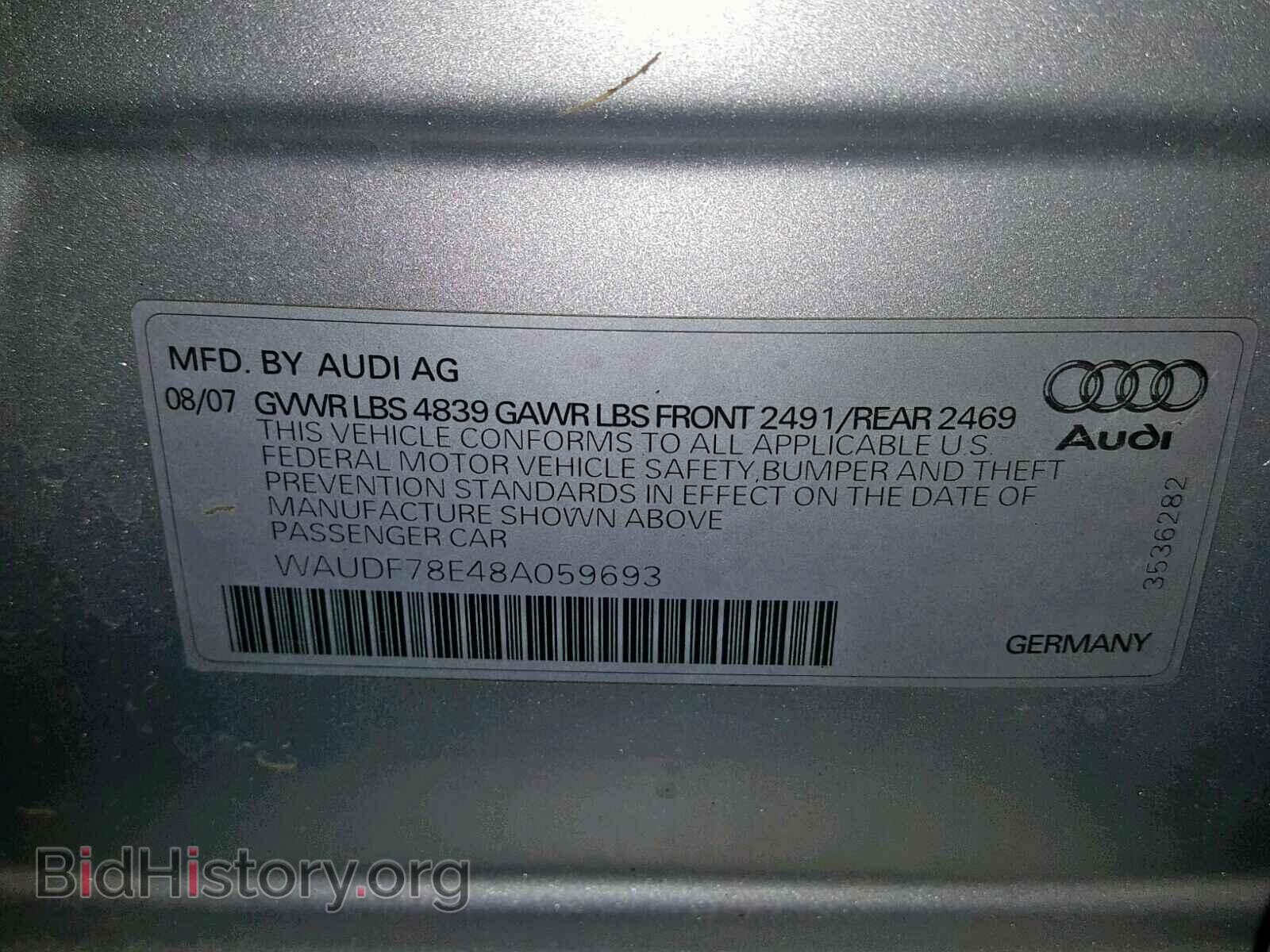 2008 AUDI A4 - VIN: WAUDF78E48A059693 - Фото 10