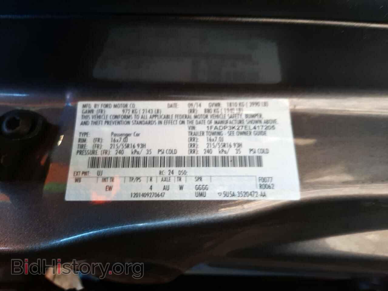 2014 FORD FOCUS - VIN: 1FADP3K27EL417205 - Фото 10