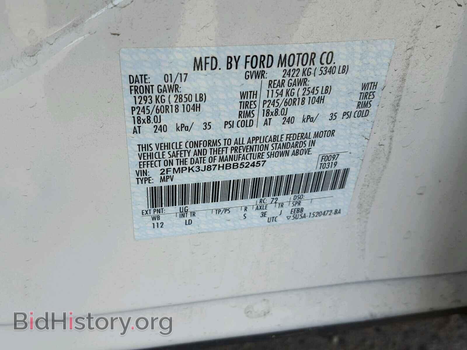 2017 FORD EDGE - VIN: 2FMPK3J87HBB52457 - Photo 10