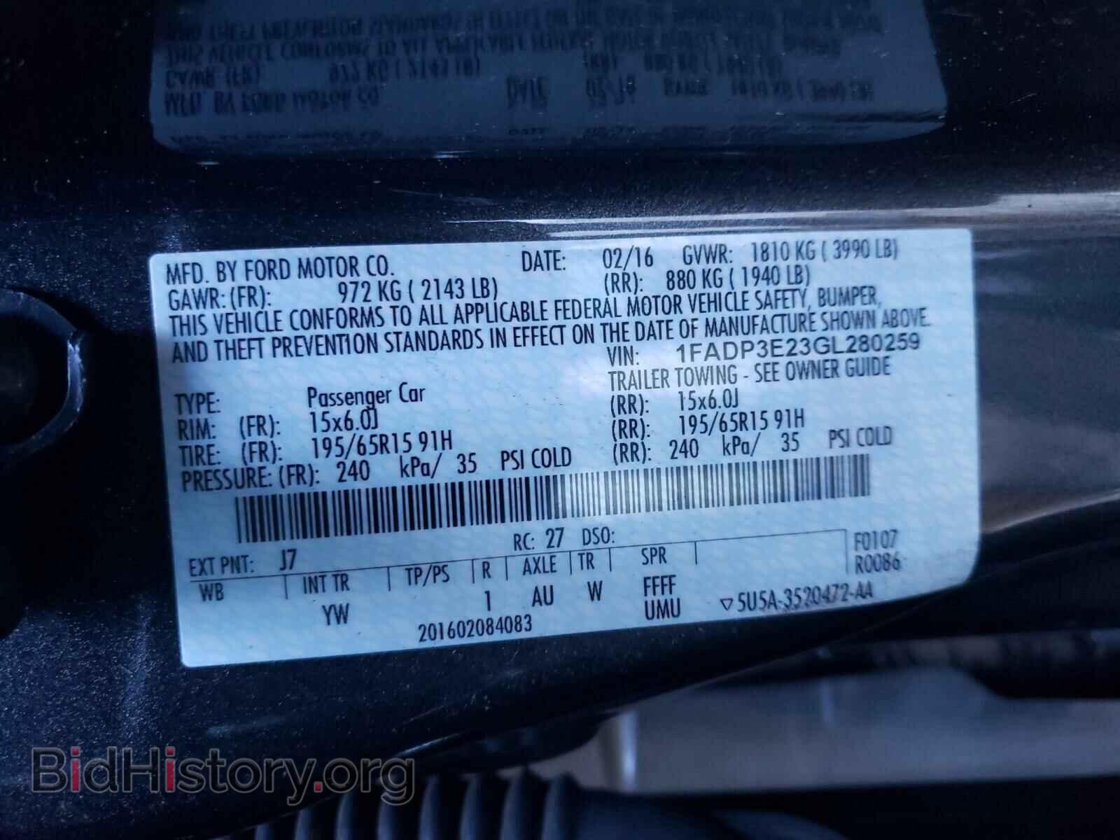 2016 FORD FOCUS - VIN: 1FADP3E23GL280259 - Фото 10