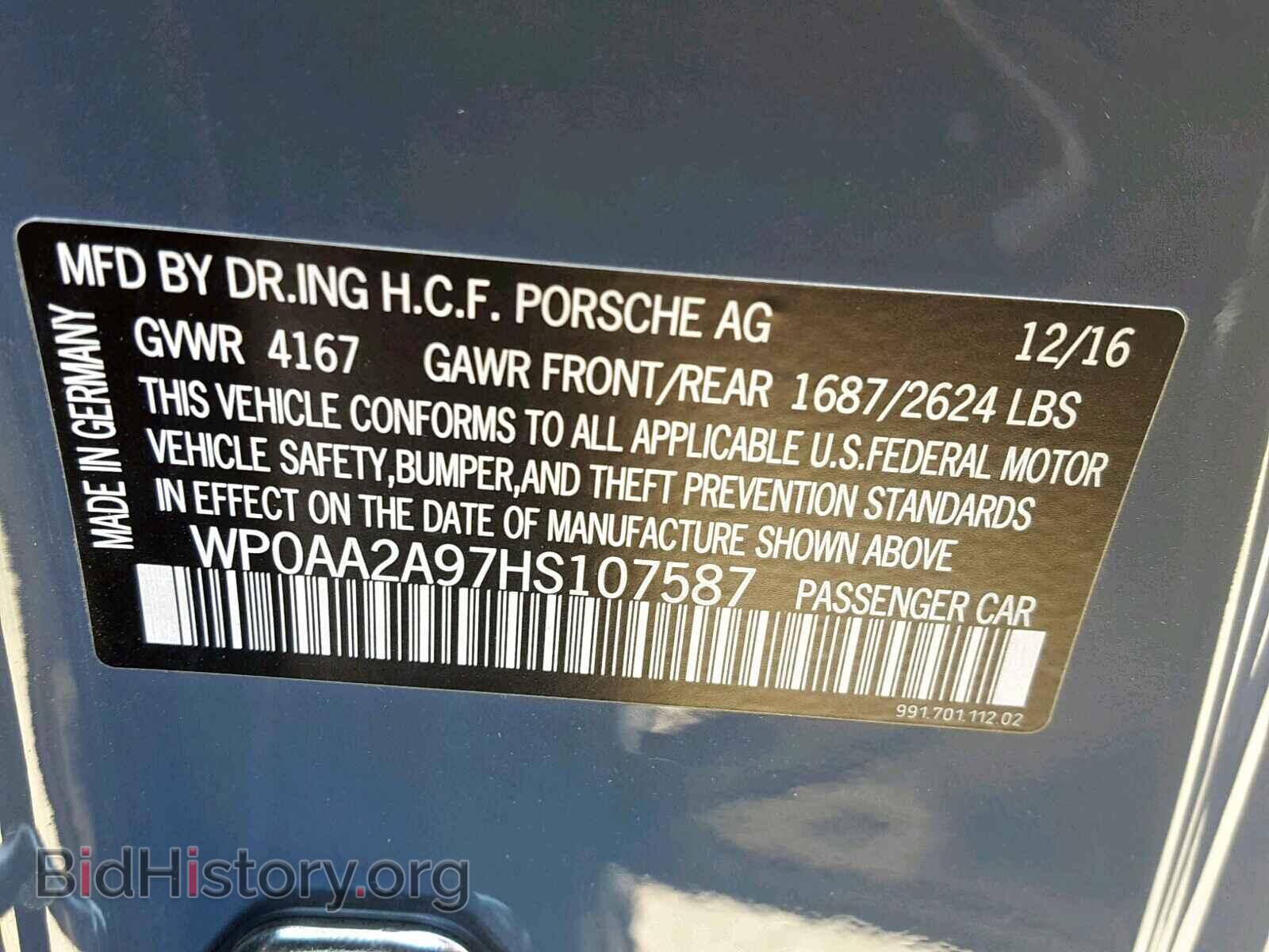 2017 PORSCHE 911 - VIN: WP0AA2A97HS107587 - Фото 10