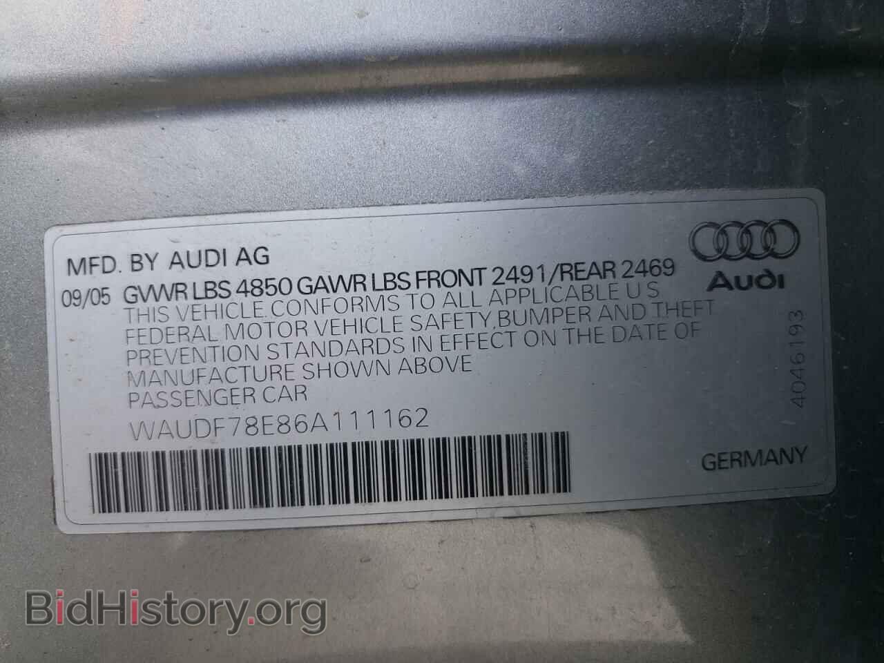 2006 AUDI A4 - VIN: WAUDF78E86A111162 - Photo 10