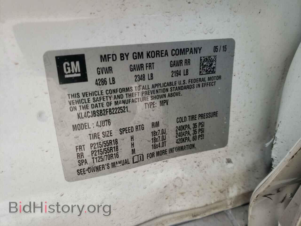 2015 BUICK ENCORE - VIN: KL4CJBSB2FB222521 - Photo 10
