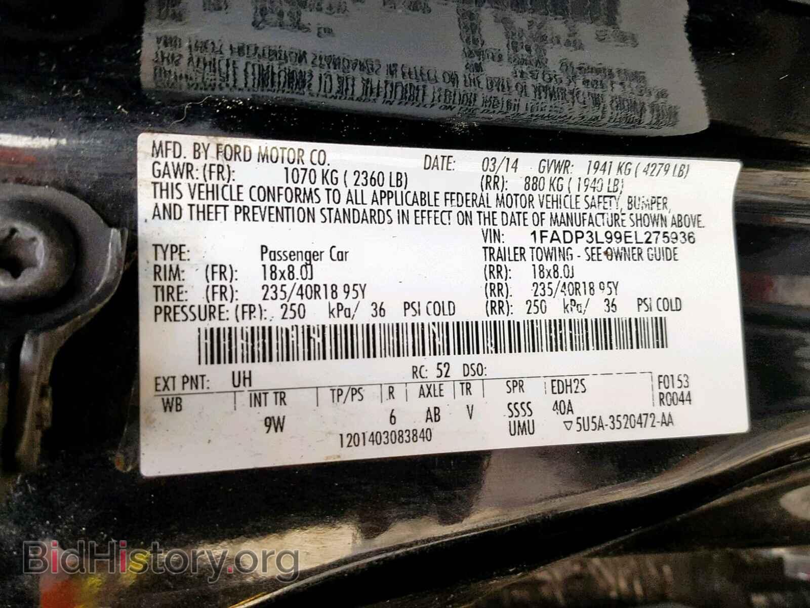 2014 FORD FOCUS - VIN: 1FADP3L99EL275936 - Фото 10