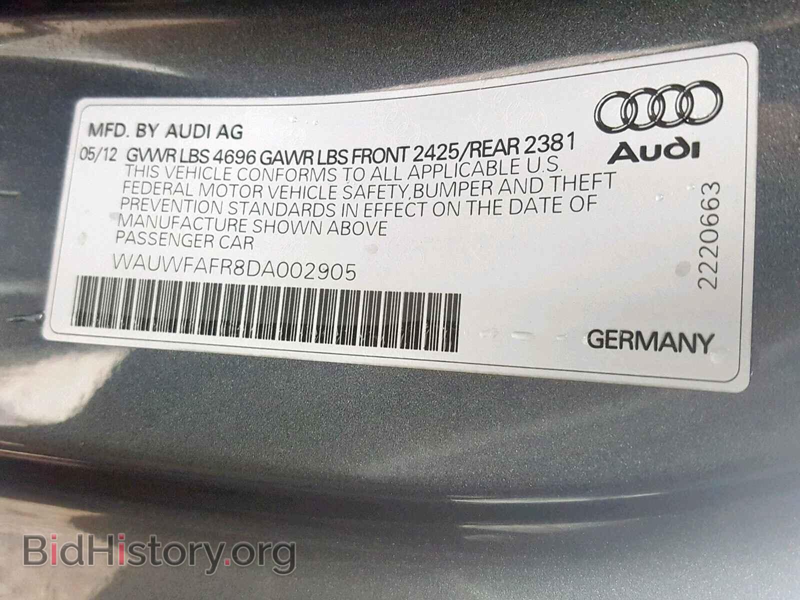 2013 AUDI A5 - VIN: WAUWFAFR8DA002905 - Фото 10