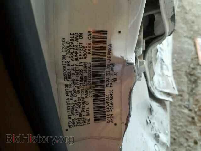 2003 TOYOTA COROLLA - VIN: JTDBR32E832008915 - Фото 10