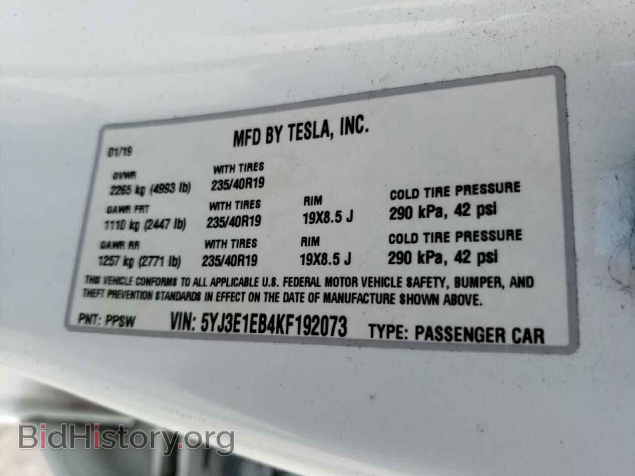 2019 TESLA MODEL 3 - VIN: 5YJ3E1EB4KF192073 - Photo 10