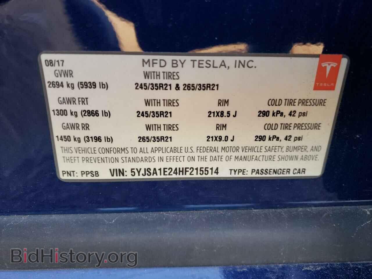 2017 TESLA MODEL S - VIN: 5YJSA1E24HF215514 - Photo 10