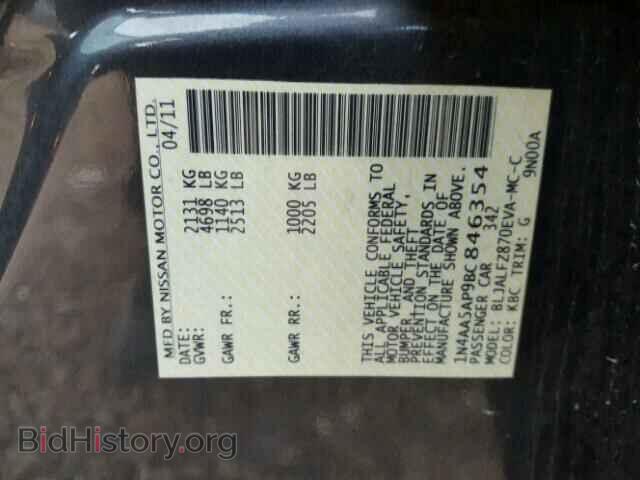 2011 NISSAN MAXIMA - VIN: 1N4AA5AP9BC846354 - Фото 10
