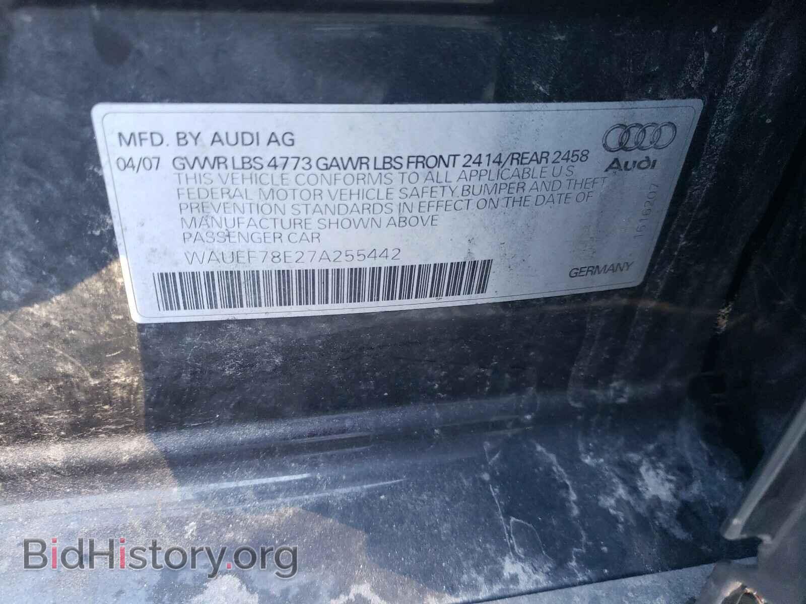 2007 AUDI A4 - VIN: WAUEF78E27A255442 - Фото 10