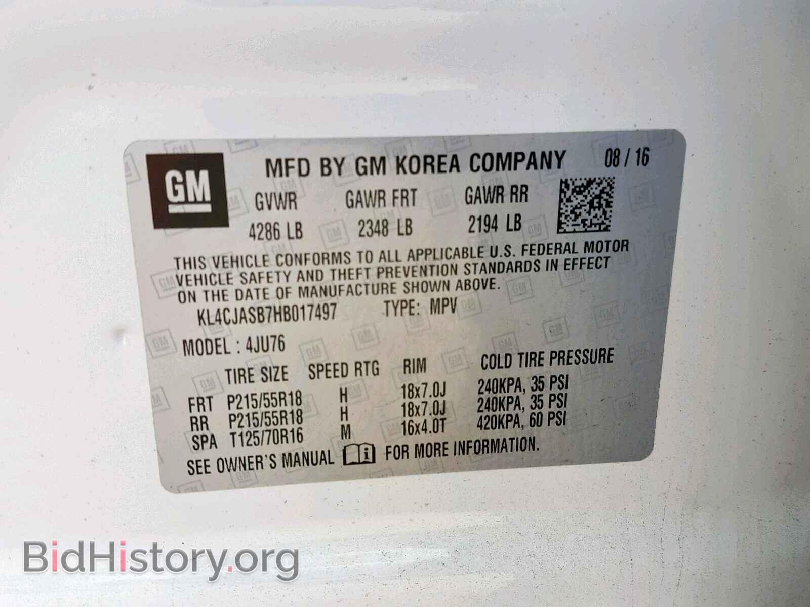 2017 BUICK ENCORE PRE - VIN: KL4CJASB7HB017497 - Фото 10