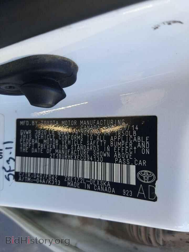 2014 TOYOTA COROLLA - VIN: 2T1BURHEXEC094130 - Фото 10