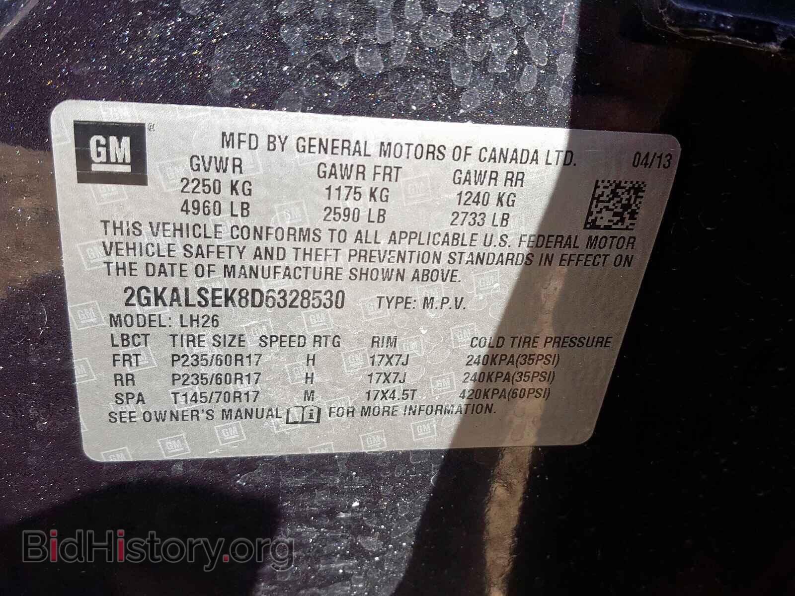 2013 GMC TERRAIN - VIN: 2GKALSEK8D6328530 - Фото 10