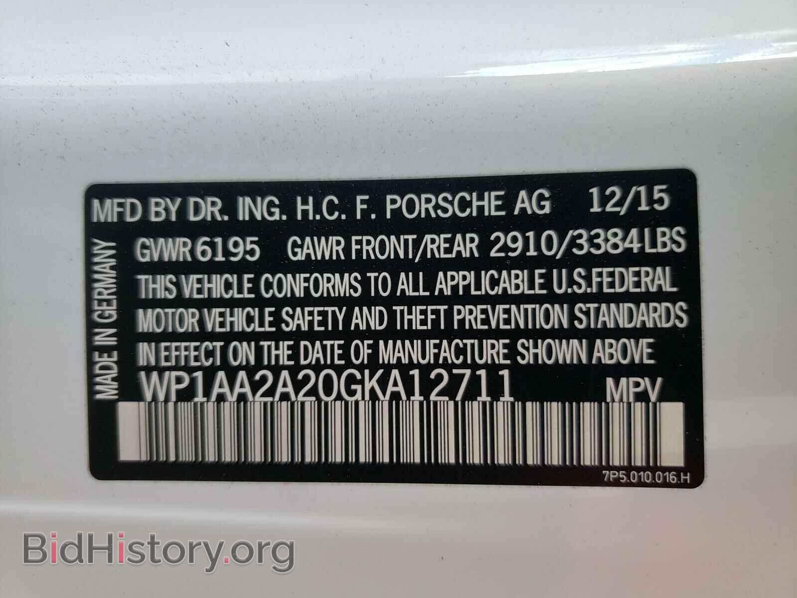 2016 PORSCHE CAYENNE - VIN: WP1AA2A20GKA12711 - Фото 10