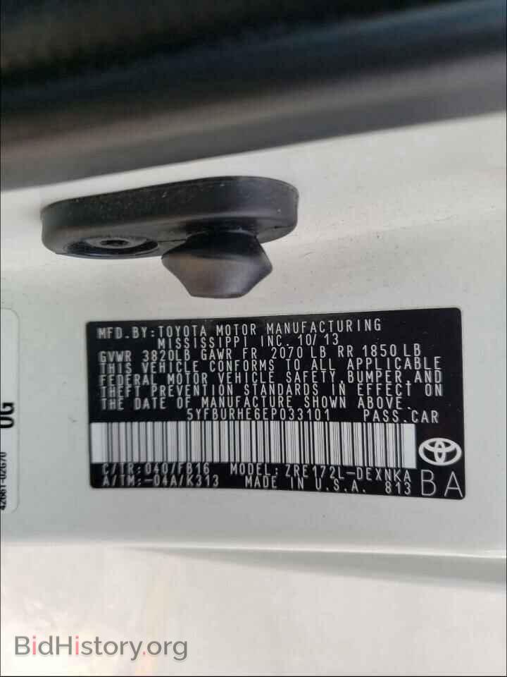 2014 TOYOTA COROLLA - VIN: 5YFBURHE6EP033101 - Фото 10