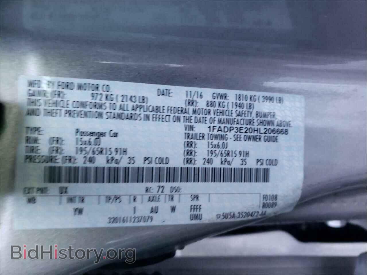 2017 FORD FOCUS - VIN: 1FADP3E20HL206668 - Фото 10