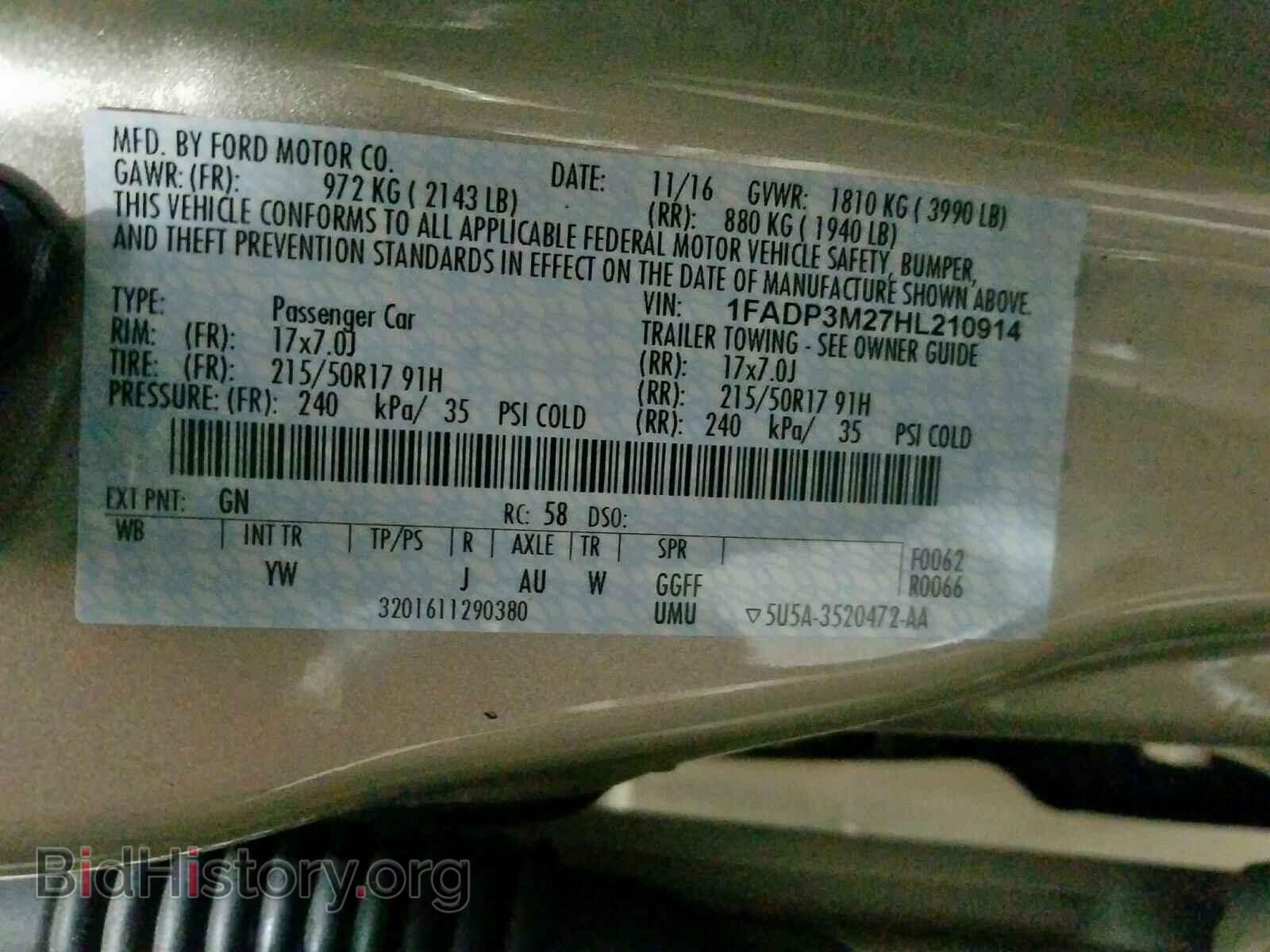 2017 FORD FOCUS - VIN: 1FADP3M27HL210914 - Фото 10