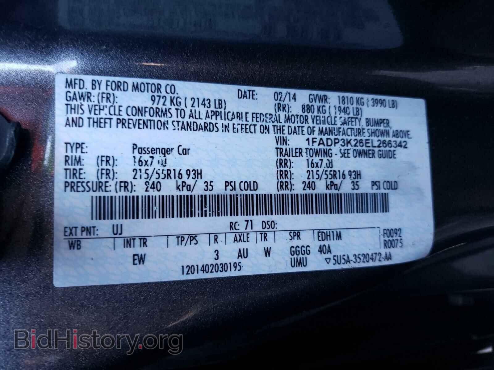 2014 FORD FOCUS - VIN: 1FADP3K26EL266342 - Фото 10