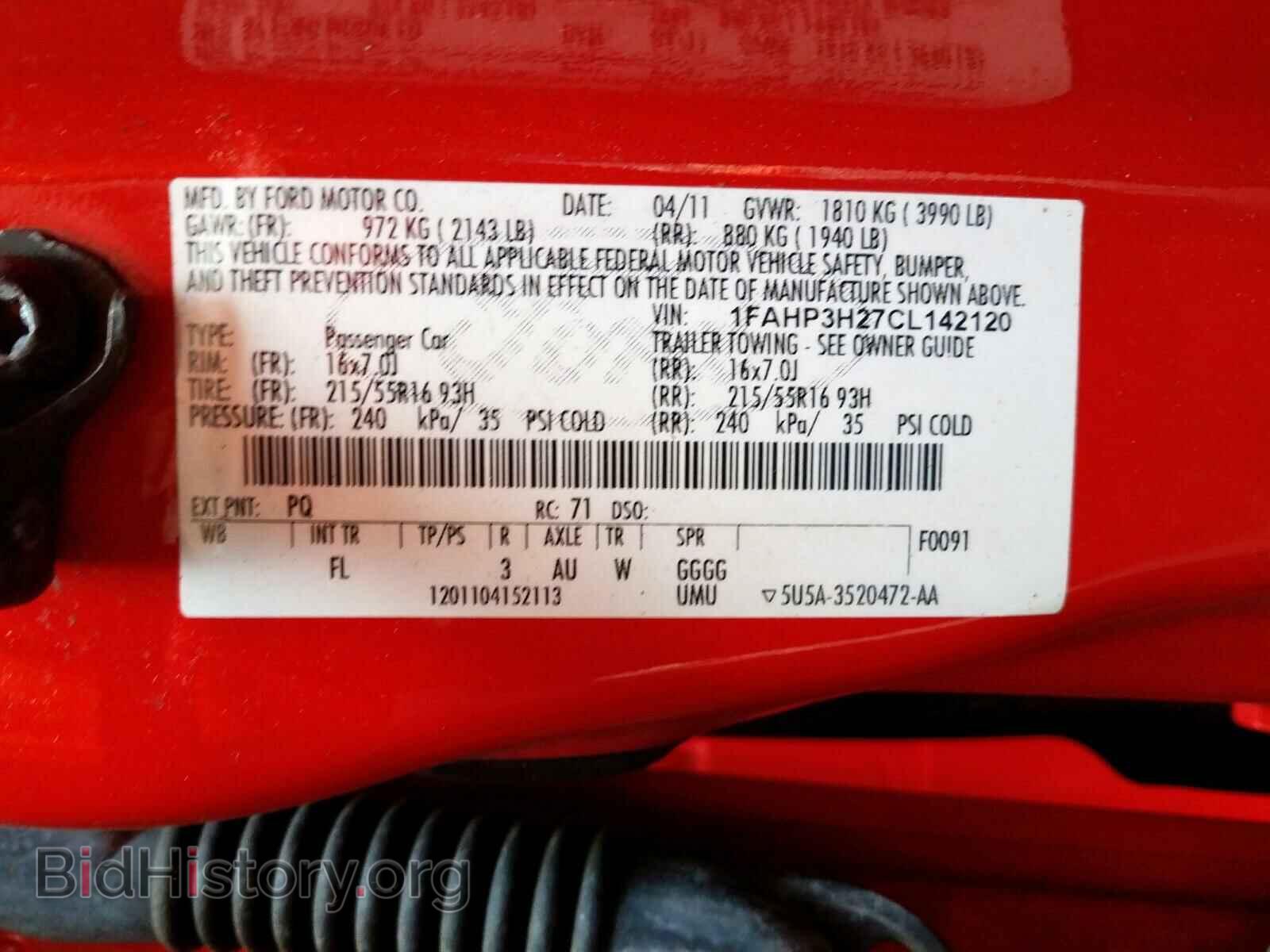 2012 FORD FOCUS - VIN: 1FAHP3H27CL142120 - Фото 10