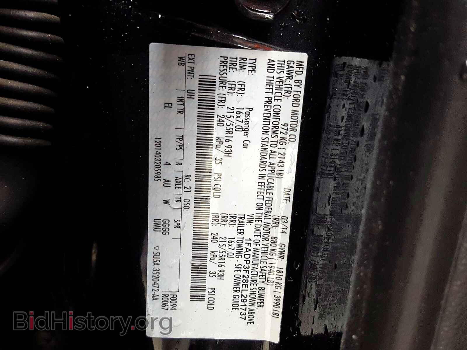 2014 FORD FOCUS - VIN: 1FADP3F28EL291737 - Фото 10