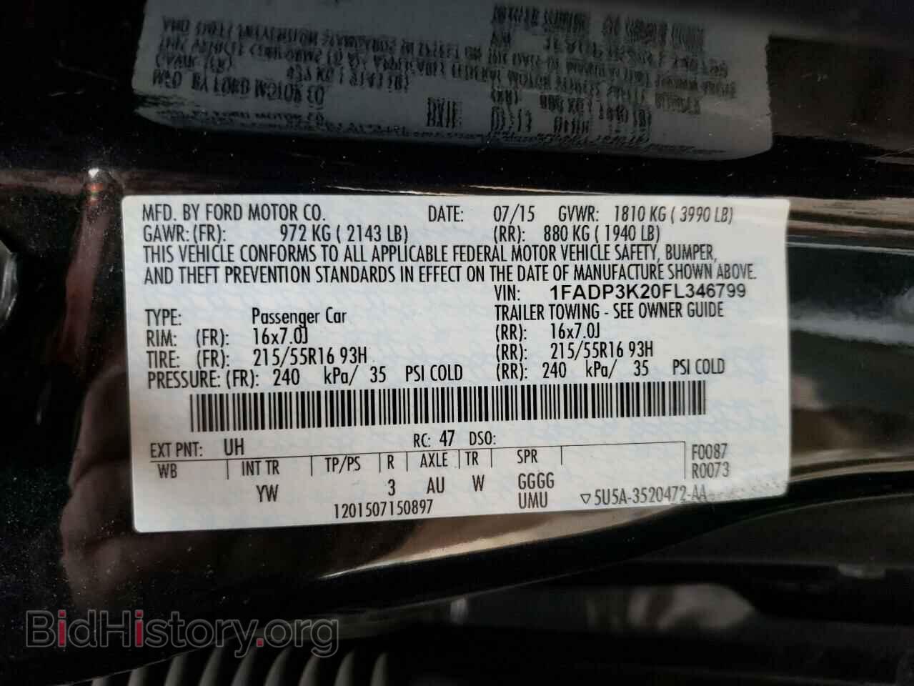 2015 FORD FOCUS - VIN: 1FADP3K20FL346799 - Фото 10