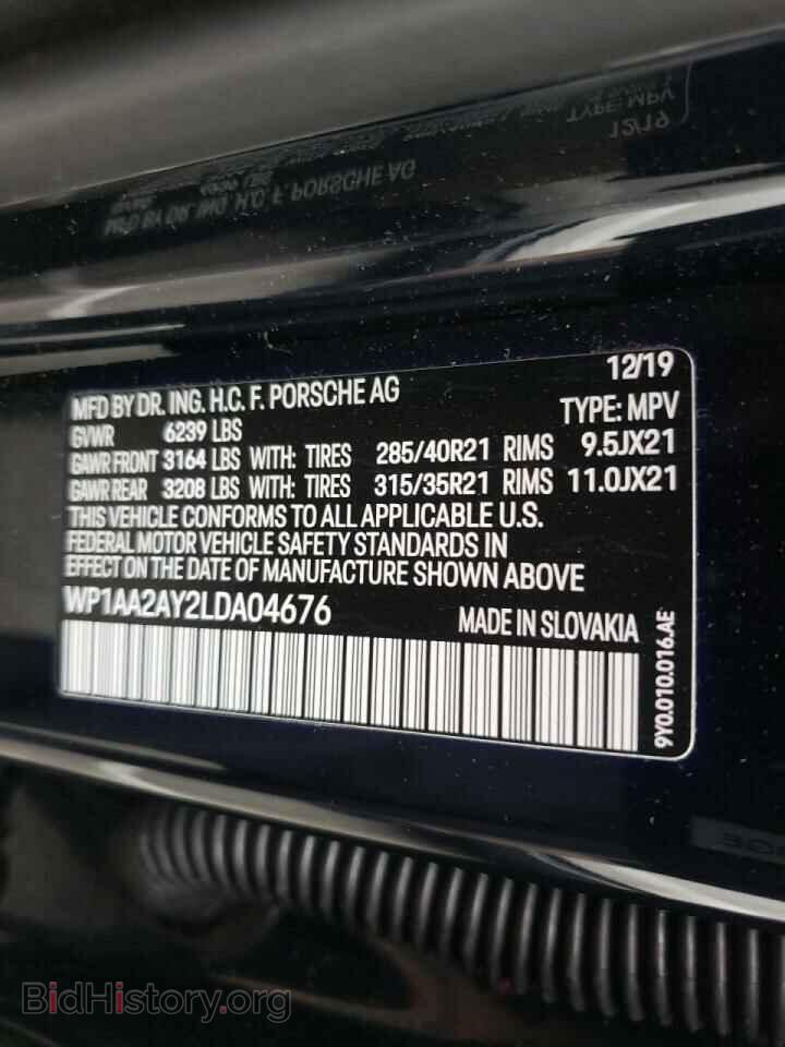 2020 PORSCHE CAYENNE - VIN: WP1AA2AY2LDA04676 - Фото 10