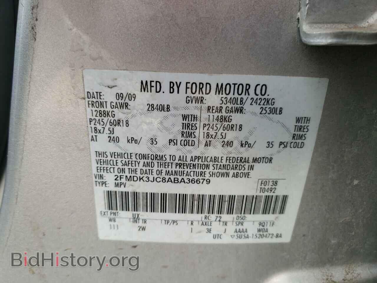2010 FORD EDGE - VIN: 2FMDK3JC8ABA36679 - Фото 10