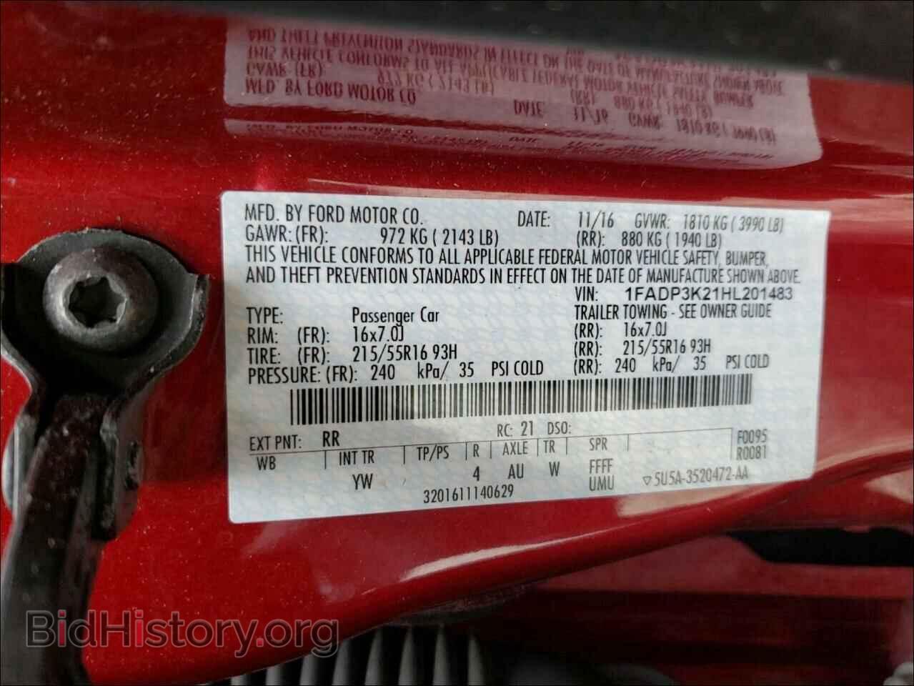 2017 FORD FOCUS - VIN: 1FADP3K21HL201483 - Фото 10