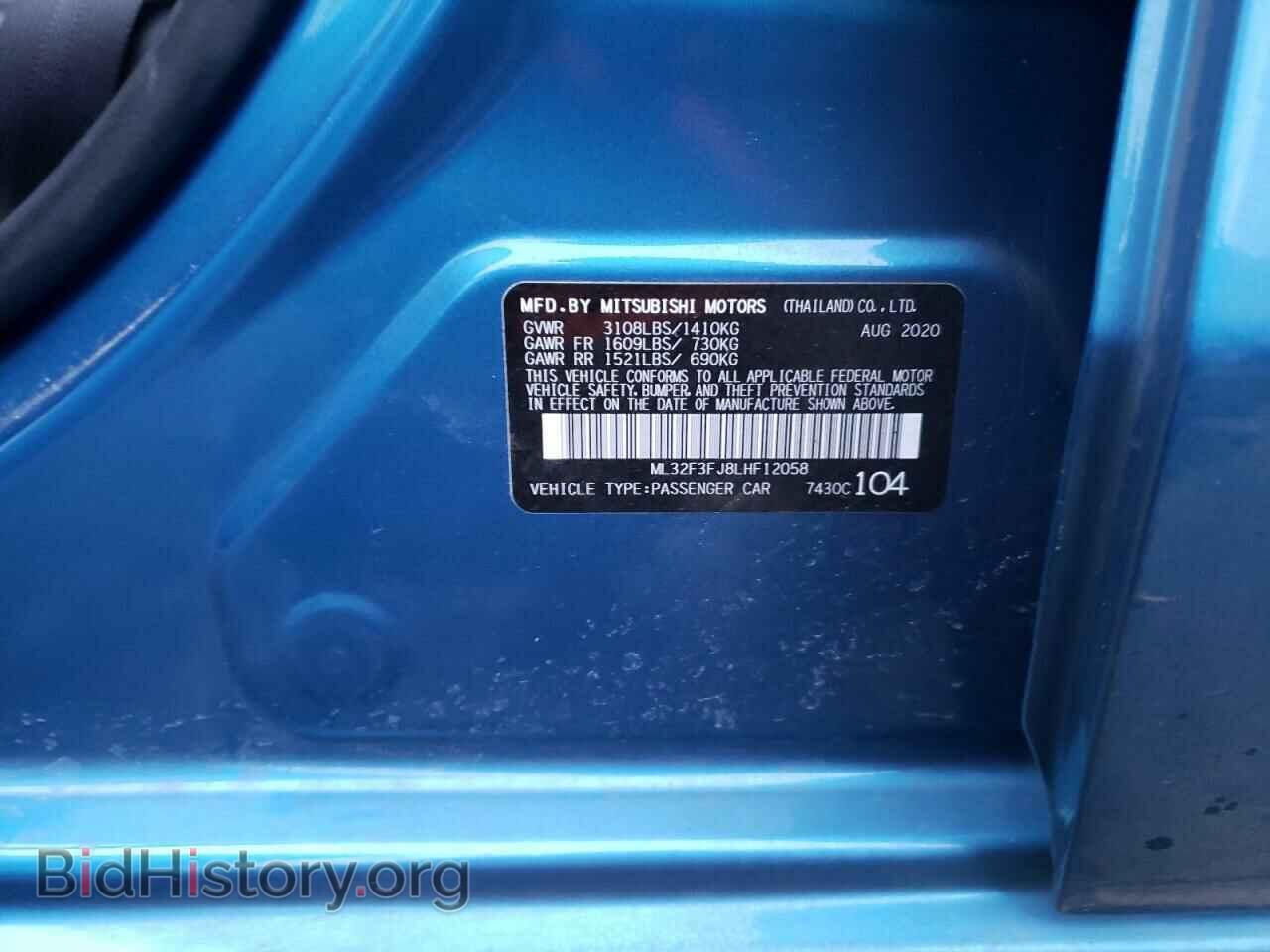 2020 MITSUBISHI MIRAGE - VIN: ML32F3FJ8LHF12058 - Фото 10