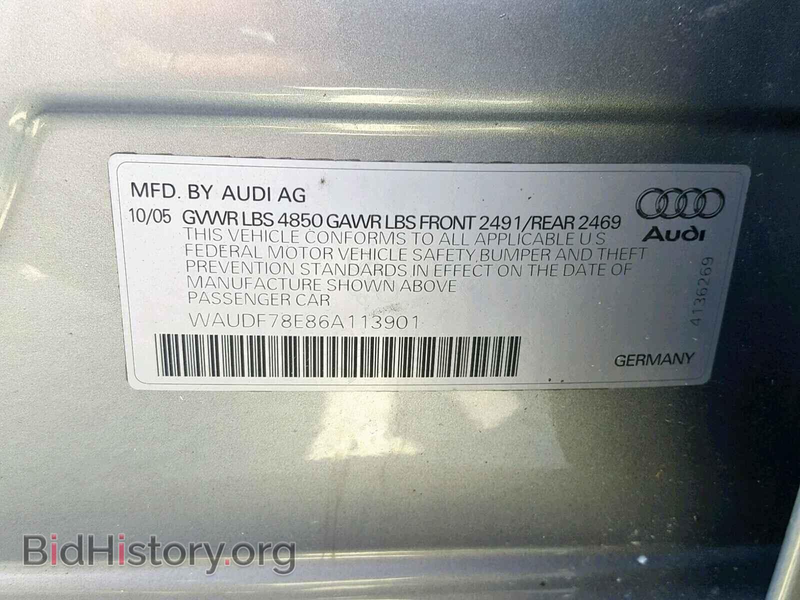 2006 AUDI A4 - VIN: WAUDF78E86A113901 - Photo 10