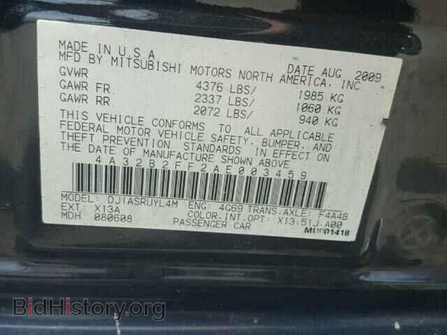 2010 MITSUBISHI GALANT - VIN: 4A32B2FF2AE003459 - Фото 10